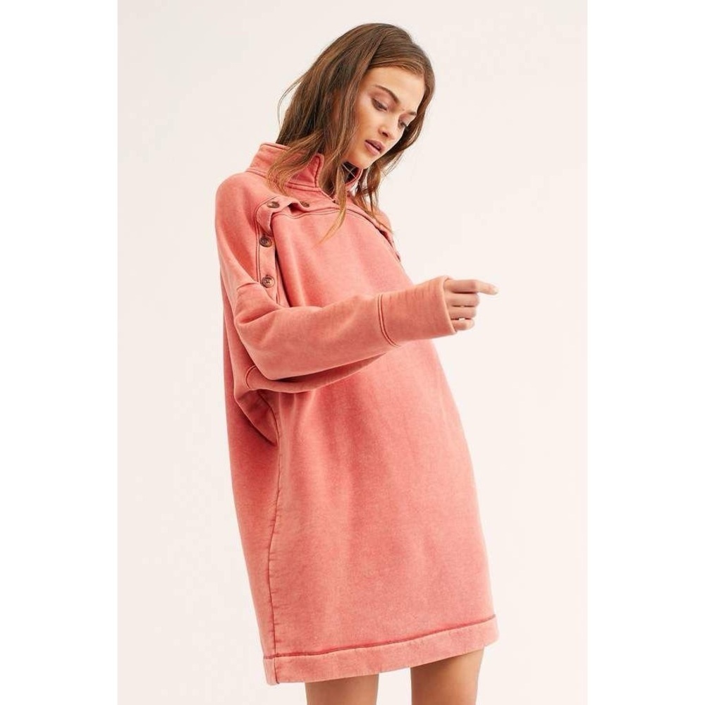 FREE PEOPLE Lou Lou Button Sweatshirt Dress - Picture 2 of 7